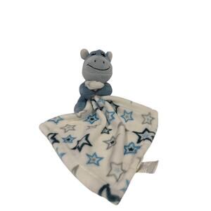 Little Beginnings Blue Hippo Stars Huggings Baby Lovey Plush Security Blanket